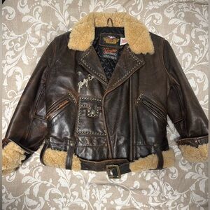 Harley-Davidson Quilted Jacket Label with Brown  and Gold Accents
